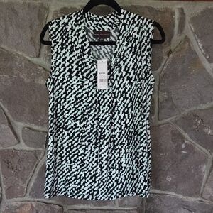 Dana Buchman Black and White Patterned Blouse